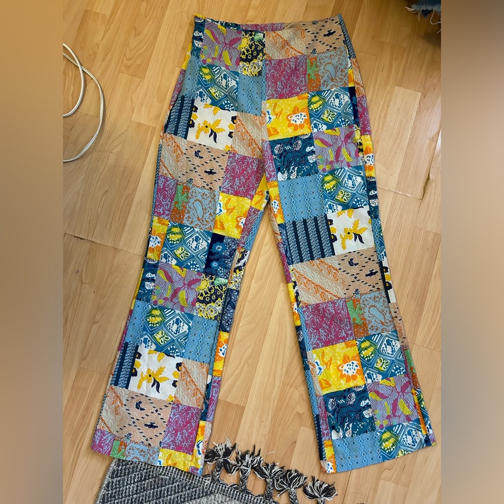 Cider Printed Patchwork Straight Leg Pants